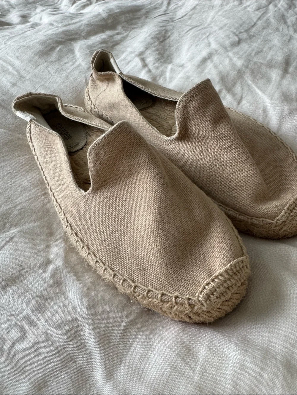 Soludos Cream Canvas Espadrille Slip-Ons